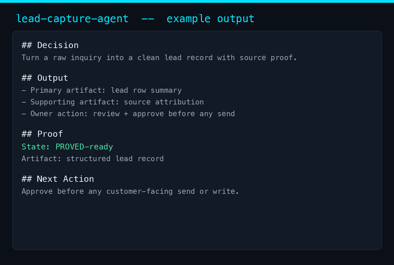 Real Local Service AI Lead Employee Skill Stack output sample